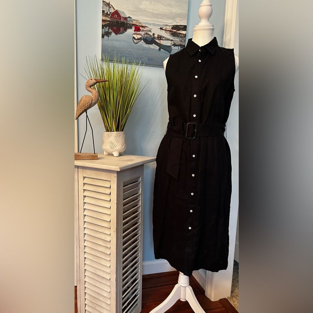Polo Ralph Lauren- Sleeveless Black Linen Dress - Size 10 - Picture 6 of 6